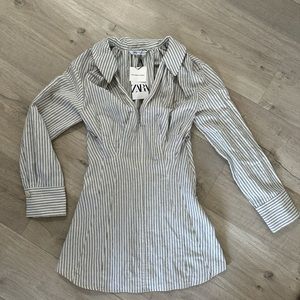 Zara the camille striped linen look dress